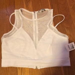 White mesh crop top